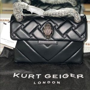 Kurt Geiger London Mini Kensington Quilted Black Leather Crossbody Bag